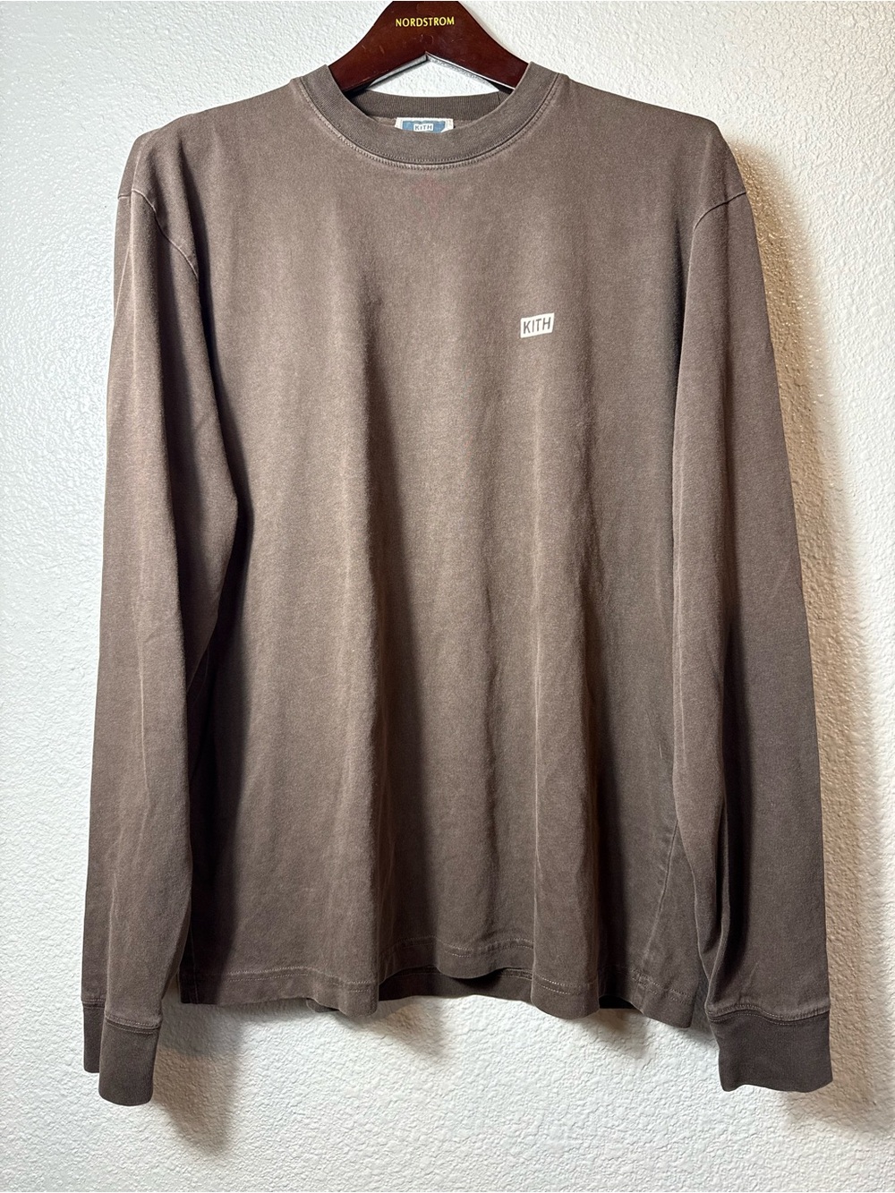 Kith Long Sleeve Tee Brown Small Box Logo Cotton Men’s‎ Size Small